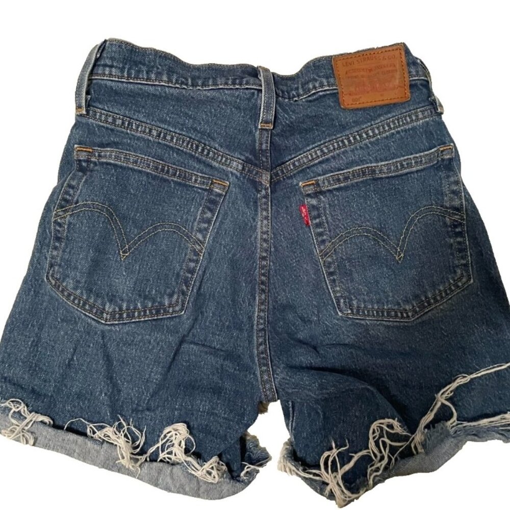 Levi's 501 Denim Jean Shorts Womens Sz 25 Button Fly Medium Wash Blue High Rise